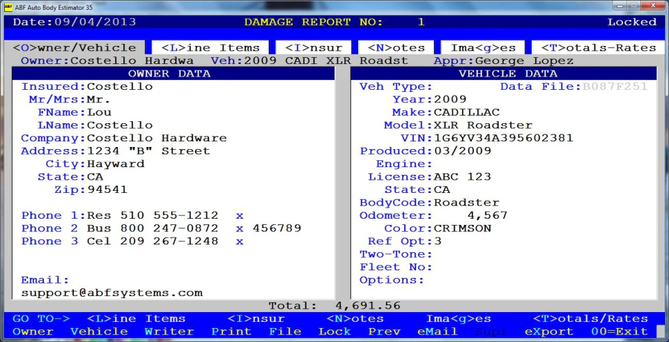 screenshot of Auto Body Estimator 33